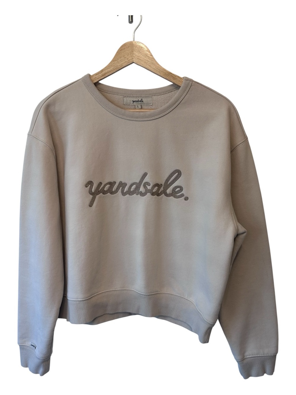 Yardsale Tan Brown Crewneck Sweatshirt Embroidery Heavy Duty Women's Large (L)